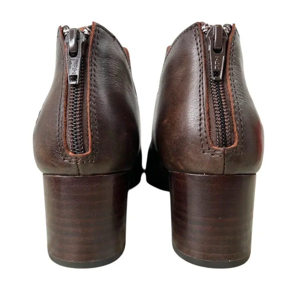 BORN Benna Leather Ankle Boot Back Zip in Dark Brown Women’s Size 7M
